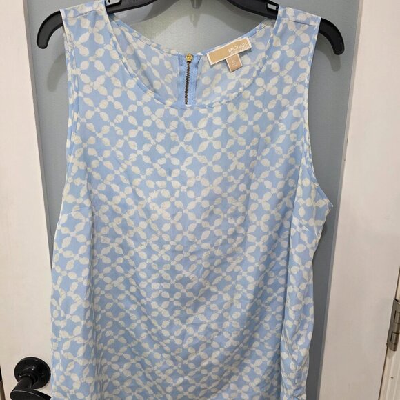 Michael Kors Blue & White Sleeveless Tank Blouse XL | Print Top - Picture 1 of 16